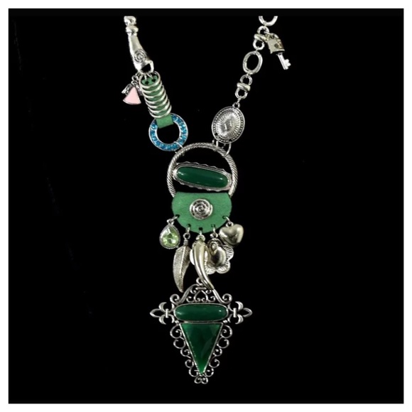 Art Deco Tribal Charm Statement Necklace - Picture 6 of 7